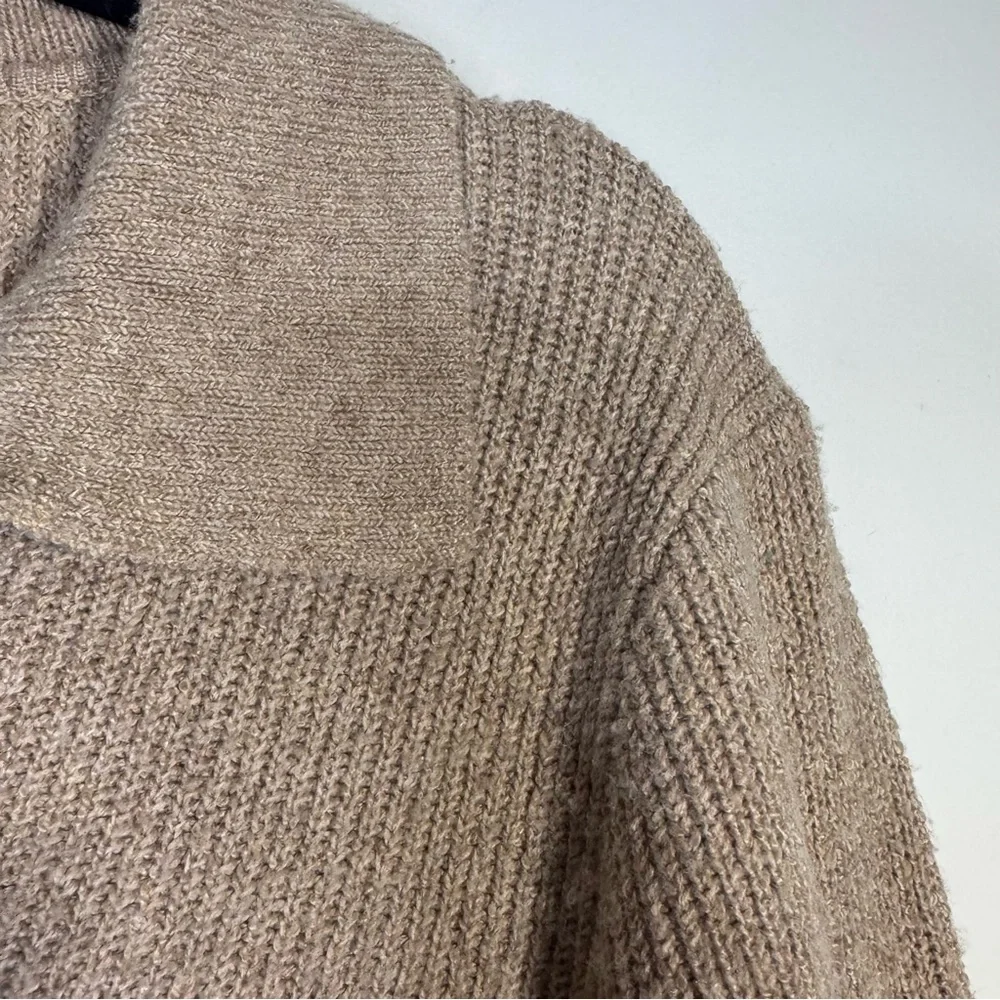Mason & Belle Beige Knit Cardigan Collared Button Front Cozy - Picture 2 of 5